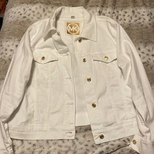 Michael Kors White Jean Jacket. Size 1x. Gold colored buttons.